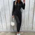 thumbnail image 1 of Sevevn Women Hooded Pocket Long Sleeves Zipper Hoodie Leisure Motion Jumpsuits Black S Family Gifts, 1 of 6