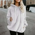thumbnail image 1 of Sevevn Women Hooded Sweatshirt Coat Winter Warm Wool Zipper Pockets Cotton Coat Outwear Gray M Gift for Adults, 1 of 6