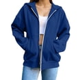 thumbnail image 1 of Sevevn Women Hoodied Blouse Long Sleeve Fleece Tops Sweatshirt Pockets Plus Size Zip up Drawstring Solid Long Sleeve Hoodies Sweatshirts, 1 of 6