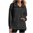 thumbnail image 1 of Sevevn Women Oversized Quarter Zip Tunic Sweatshirts with Leggings Casual Loose Knit Long Sleeve Shirts Fall Pullover Top, 1 of 8