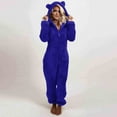 thumbnail image 1 of Sevevn Women Solid Ccolor Long Sleeve Hooded Jumpsuit Pajamas Casual Winter Warm Rompe Sleepwear Blue XXL Gift for Adults, 1 of 6