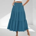 thumbnail image 1 of Sevevn Women Solid Color Casual Long Skirt With High Waist And Flowing Long Skirt With Pockets And Half Skirt, 1 of 8