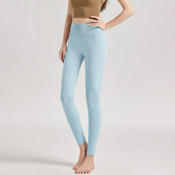 Sevevn Women Solid Color Underwear And Winter Warm Knit Breathable Slim Cotton Wool Base Pants Blue L Great Gifts for Less