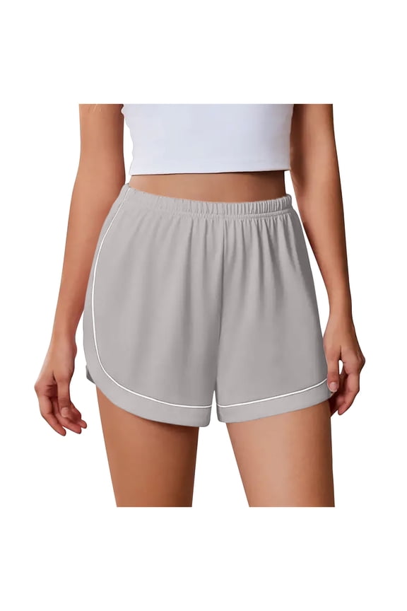 Women Summer Fashion Solid Color Side Split Sports Shorts Gray S Summer Clearance
