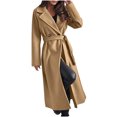 thumbnail image 1 of Sevevn Women Winter Casual Coat Long Sleeve Suit Collar Solid Cardigan Buttons Nizi Overcoat Windbreaker, 1 of 9