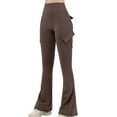 thumbnail image 1 of Sevevn Women Workout Flare Leggings with Pockets Hidden Scrunch High Waisted Cargo Gym Yoga No Front Seam Leggings, 1 of 8