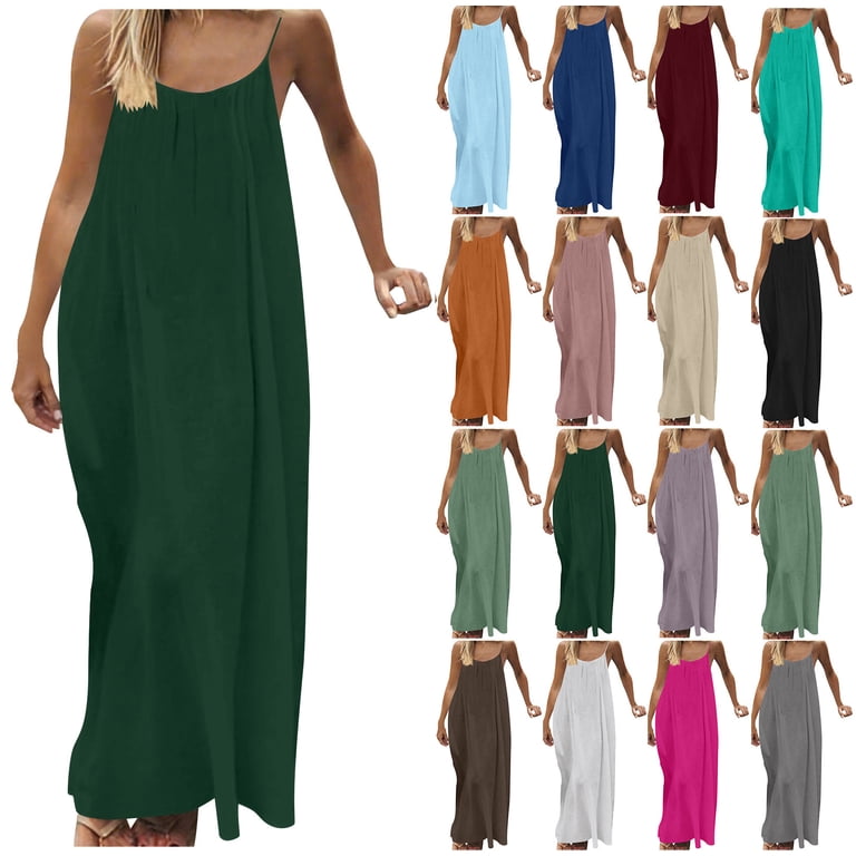 loose flowing summer dresses Women's Linen Maxi Dress, Long Summer Dress With Pockets, Loose Casual Dresses for Women