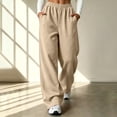 thumbnail image 1 of Sevevn Women's Baggy Oversized Wide Leg Sweatpants Drawstring Elastic High Waist Casual Trousers with Side Pockets Khaki M, 1 of 9