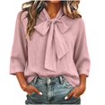 thumbnail image 1 of Sevevn Women's Bow Tie Neck 3/4 Sleeve Loose Dressy Elegant Business Work Blouse Casual Tops 2026, 1 of 7