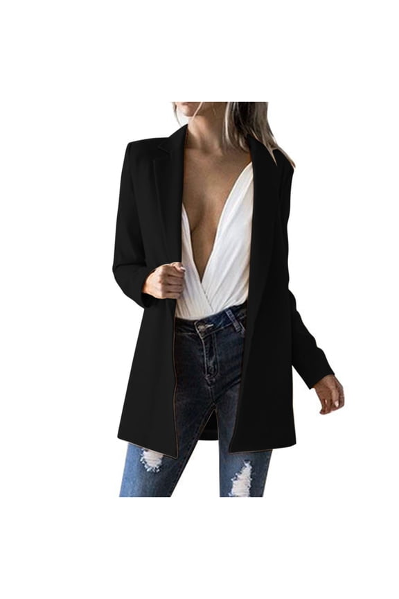 Women's Casual Blazer Jackets Suit Colored Long Sleeve For Business Office