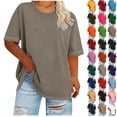 thumbnail image 1 of Sevevn Women's Casual Loose Fit T-Shirt Summer Short Sleeve Oversized Top Basic Round Neck Tee for Daily Wear Khaki XXXXXL, 1 of 6