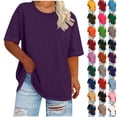 thumbnail image 1 of Sevevn Women's Casual Loose Fit T-Shirt Summer Short Sleeve Oversized Top Basic Round Neck Tee for Daily Wear Purple XL, 1 of 6