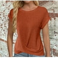 thumbnail image 1 of Sevevn Women's Casual Solid Color Round-Neck Short Sleeve Regular Pullover Shirt Orange M Early Access Deals, 1 of 6