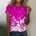 thumbnail image 1 of Sevevn Women's Casual Sparkling Crystal Printed Round Neck Short Sleeved Top Work Shirt, 1 of 4