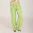 thumbnail image 1 of Sevevn Women's Casual Trousers Solid Drawstring Waist Long Pants With Pocket Green XL Beach Vacation Clothes for Women, 1 of 5