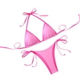 thumbnail image 1 of Sevevn Women's Color Block Triangle Bikini Set Halter Side Tie Thong Two Piece Swimsuit Pink S, 1 of 7