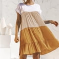 thumbnail image 1 of Sevevn Women's Color Blocking Loose Fitting Dress Short Sleeved Round Neck Dress Summer Dresses for Women 2024 Womens Summer Dresses Sundress Plus Size Dresses for Curvy Women T-shirt Dress, 1 of 6