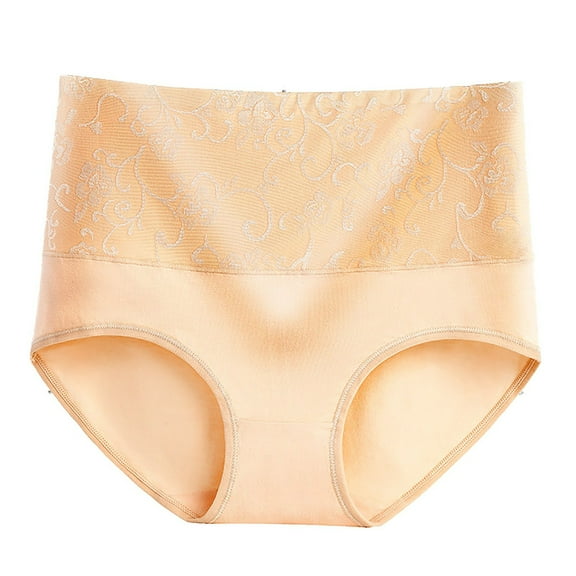 Sevevn Women's Cotton Underwear High Waisted Tummy Control Panties Full Coverage Briefs Jacquard Ladies Panty
