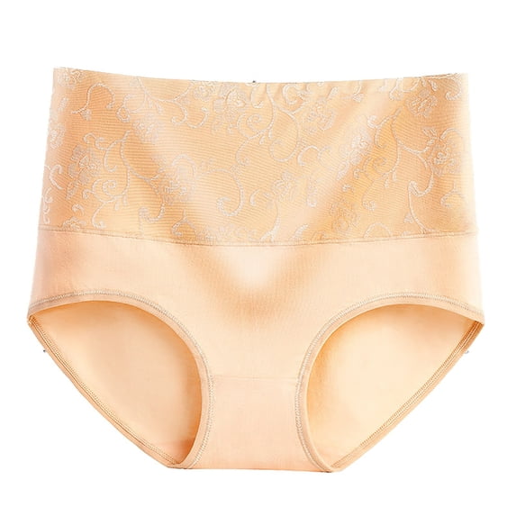 Sevevn Women's Cotton Underwear High Waisted Tummy Control Panties Full Coverage Briefs Jacquard Ladies Panty
