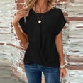 thumbnail image 1 of Sevevn Women's Crew Neck Twist Front T Shirts Cap Sleeve Waffle Knit Casual Tee Tops, 1 of 6