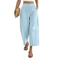 thumbnail image 1 of Sevevn Women's Cropped Casual Wide Leg Palazzo Pants Elastic Waisted Flowy Trousers with Pockets, 1 of 8