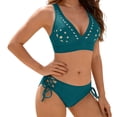 thumbnail image 1 of Sevevn Women's Cut Out Out One Shoulder Bikini Set Lace Up Side Two Piece Swimsuit Green L, 1 of 9