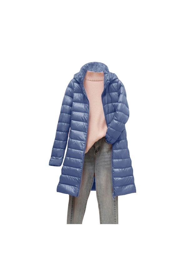 Women's Down Jacket Lightweight Removable Hood Lightweight Down Jacket Mid-length Lightweight Slim Large Size Thin Jacket Gift for Girls