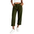 thumbnail image 1 of Sevevn Women's Fall Corduroy Pleated Draped Straight-Leg Roll-Cuff Pants Versatile Comfortable Casual Outdoor Pants with Pockets, 1 of 9