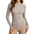 thumbnail image 1 of Sevevn Women's Fall Fashion Sweaters Mock Neck Long Sleeve Tops Ribbed Slim Knit Pullover Shirts Versatile Winter Outfits for Work Office Shopping Walking Leisure, 1 of 9
