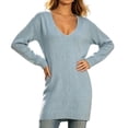 thumbnail image 1 of Sevevn Women's Fall Fashion Sweaters V Neck Long Sleeve Tunic Tops Long Length Loose Knit Pullover Shirts Versatile Winter Outfits for Work Office Shopping Walking Leisure, 1 of 7