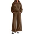thumbnail image 1 of Sevevn Women's Fall Lightweight 2‑Piece Sweatsuit Outfit, Relaxed Cropped Hoodie with Wide‑Leg Pants for Daily Casual Wear, 1 of 9