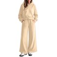 thumbnail image 1 of Sevevn Women's Fall Lightweight 2‑Piece Sweatsuit Outfit, Relaxed Cropped Hoodie with Wide‑Leg Pants for Daily Casual Wear, 1 of 9