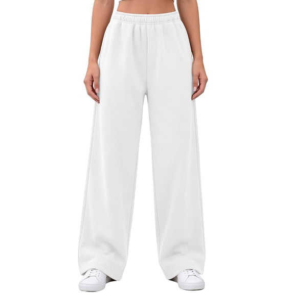 Sevevn Women's Fall Solid Loose-Fit Wide-Leg Sweatpants, Comfortable Athletic Outdoor Casual Pants with Side Pockets