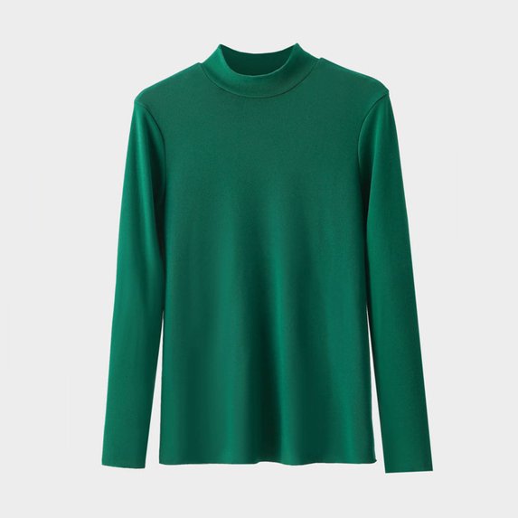 Sevevn Women's Fashion Casual Round Neck Internal Construction Solid Color Shirt Long Sleeve Top Green XXXL Gift for Adults