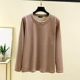 thumbnail image 1 of Sevevn Women's Fashion Casual Round Neck Internal Construction Solid Color Shirt Long Sleeve Top Khaki XXL Clearance Sales Online Deals, 1 of 6