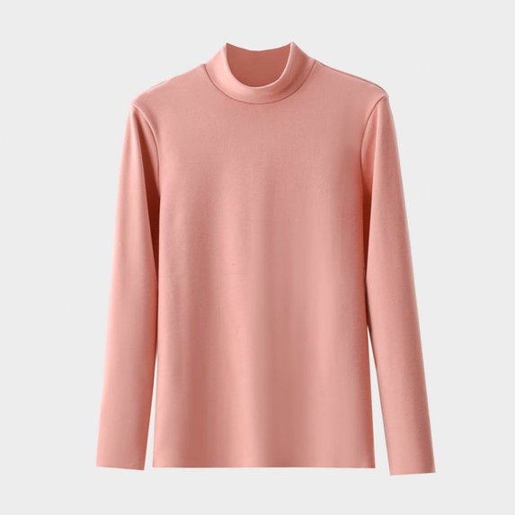 Sevevn Women's Fashion Casual Round Neck Internal Construction Solid Color Shirt Long Sleeve Top Pink XXL Christmas Gift