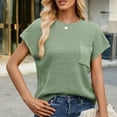 thumbnail image 1 of Sevevn Women's Fashion Casual Solid Color Casual Short Pocket Shoulder Sweater Top Green XL Summer Savings, 1 of 9
