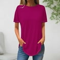 thumbnail image 1 of Sevevn Women's Fashion Sold Short Sleeves Blouse Round Neck Casual Tops Purple XXXL Sales Today Clearance, 1 of 3