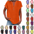 thumbnail image 1 of Plus Size Tops Sawvnm Women's Fashion Solid Button Shirt Female V-Neck Loose T-shirt Blouse Orange XL, 1 of 6