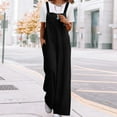 thumbnail image 1 of Sevevn Women's Fashion Solid Color Loose Adjustable Sleeveless Double Pocket Overalls Wide Leg Jumpsuit Overalls Black S Spring Tops for Women, 1 of 8