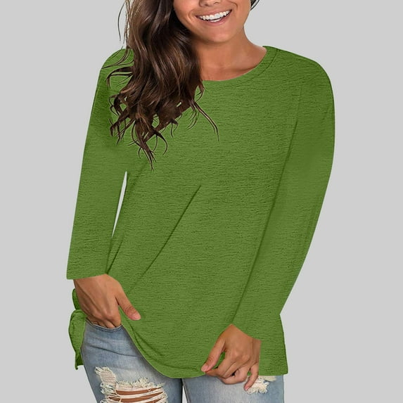 Sevevn Women's Fashion Solid Loose Long Sleeve T-shirt Pullover Tops Army Green XXXL Deal of the Week