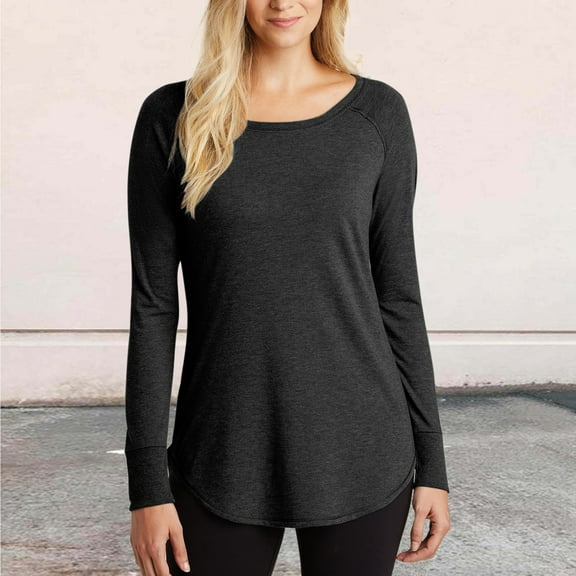 Sevevn Women's Fashion Solid Loose Long Sleeve T-shirt Pullover Tops Black L Deal of the Week