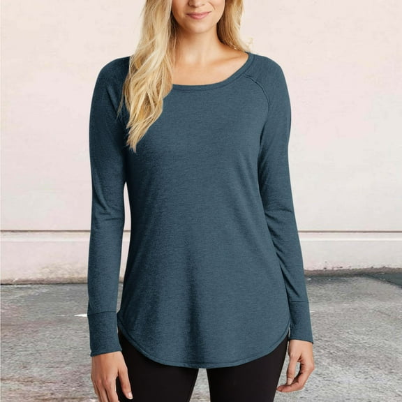 Sevevn Women's Fashion Solid Loose Long Sleeve T-shirt Pullover Tops Navy XL Deal of the Week