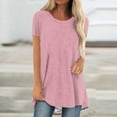 thumbnail image 1 of Sevevn Women's Fashion Summer Round Neck Leisure Short Sleeve Solid Tops Pink XL Family Gifts, 1 of 6