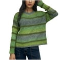 thumbnail image 1 of Sevevn Women's Gradient Contrasting Striped Short Sweater Pullover Loose Long Sleeve Knitted Sweater, 1 of 3