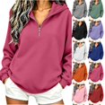 thumbnail image 1 of Sevevn Women's Half Zip Hoodie Long Sleeve Pullover Sweatshirt Casual Loose Hooded Tops Hot Pink S, 1 of 7