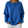 thumbnail image 1 of Sevevn Women's Henley Half Button Fleece Loose Long Sleeve Pullover Sweatshirt Fall Winter, 1 of 5