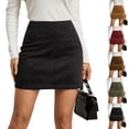 thumbnail image 1 of Sevevn Women's High Waist Faux Suede Bodycon A-Line Short Mini Skirt Black XL, 1 of 8