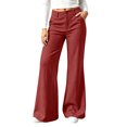thumbnail image 1 of Sevevn Women's High Waist Flared Wide Leg Pants Double Button Closure Casual Trousers with Side Pockets Soft Washed Texture Versatile Daily Vacation Wear, 1 of 6