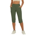 thumbnail image 1 of Sevevn Women's High Waist Hiking Capri Pants Quick Dry Outdoor Cropped Pants with Zipper Pockets Army Green XL, 1 of 8